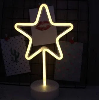 Gul stjerneformet LED neon bordlampe