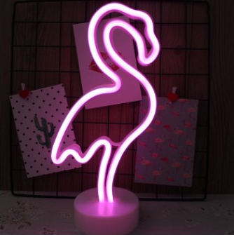 Lyserød flamingo neon LED bordlampe