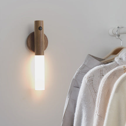 Magnetisk LED væglampe i træ design