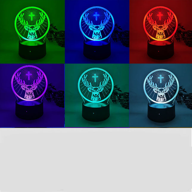 3D hjortelampe med farveskiftende LED