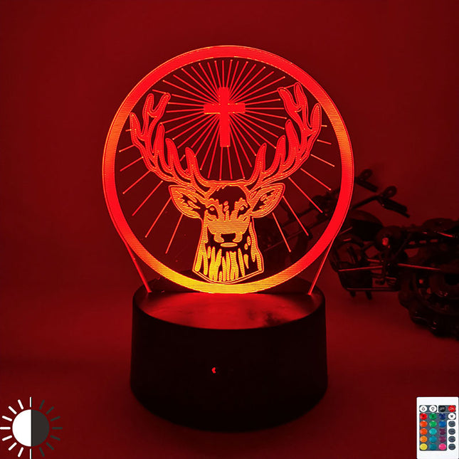 3D hjortelampe med farveskiftende LED
