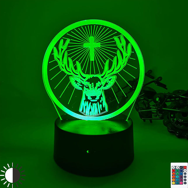 3D hjortelampe med farveskiftende LED