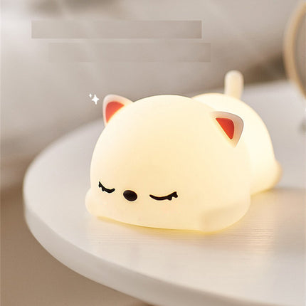 Sød kat natlampe i silikone med touch