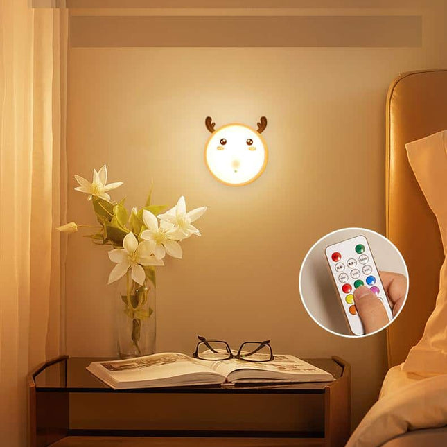 LED touch-natlampe med hjortemotiv
