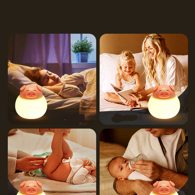 Genopladelig touch-natlampe formet som gris