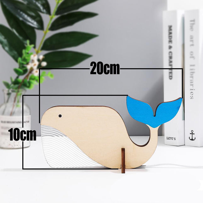 Dekorativ hval lampe i træ og akryl