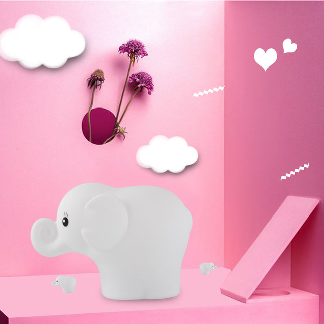 Multifarvet mini elefant natlampe til baby