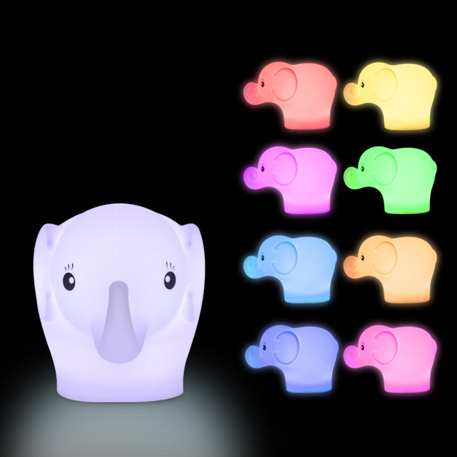 Multifarvet mini elefant natlampe til baby