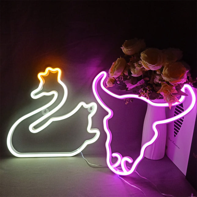 Neonskilt formet som en svane
