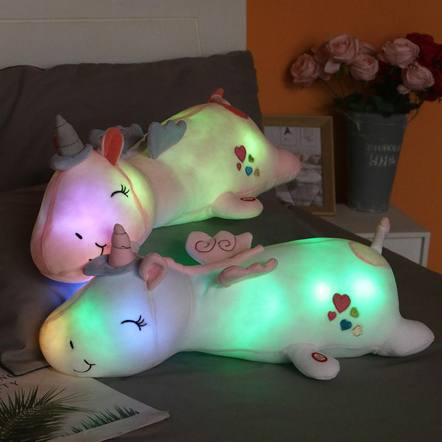 Enhjørning bamse med farveskiftende LED lys