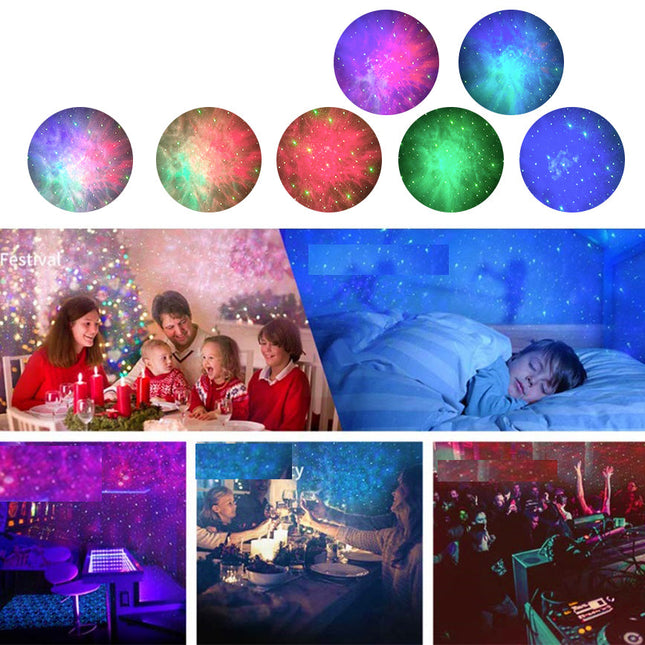Farverig galakse projektor med tåge effekt