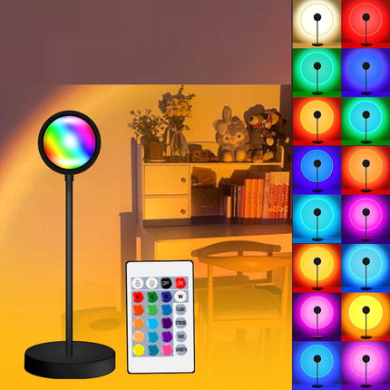 Natlampe med regnbue solnedgang projektion