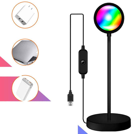 Natlampe med regnbue solnedgang projektion