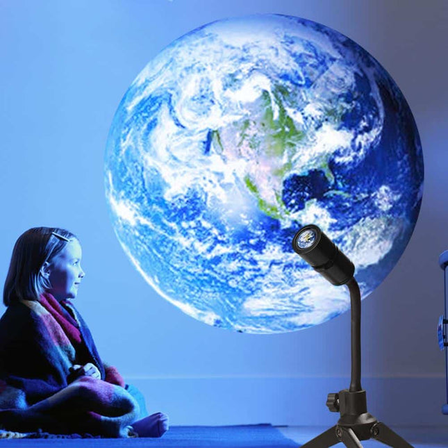 Roterende LED projektor med måne og jord