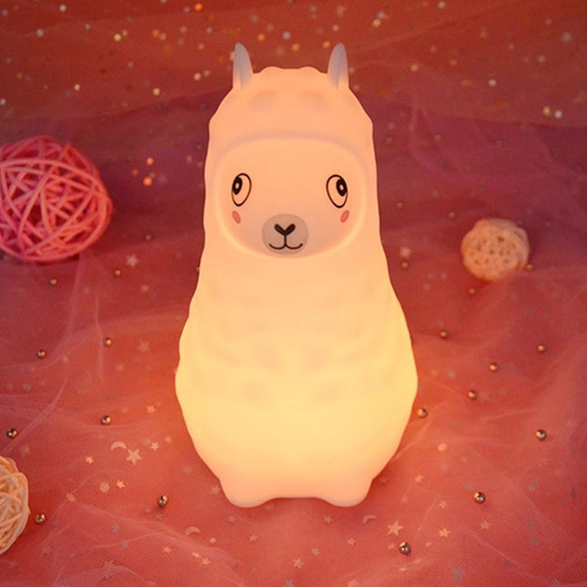 Sød alpaka natlampe i silikone med touch