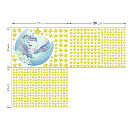 Selvlysende wallstickers med enhjørning