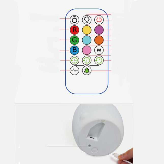 Genopladelig ugle natlampe med fjernbetjening