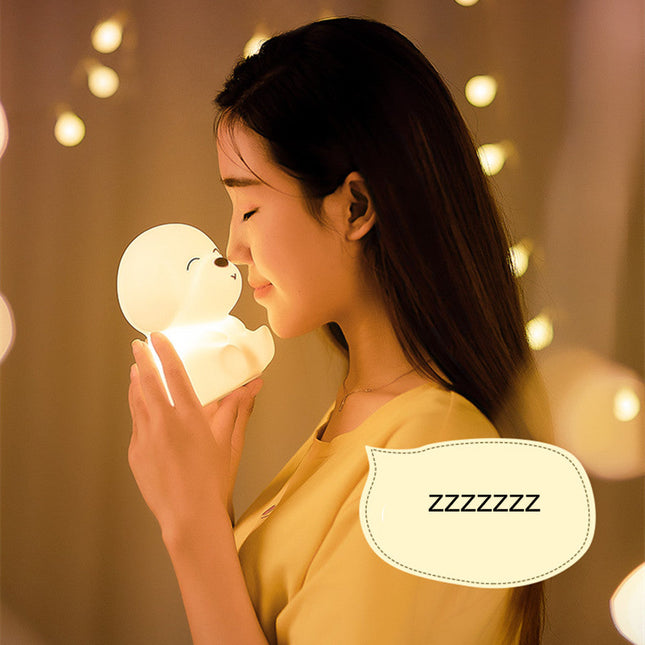 Genopladelig hundehvalp natlampe i silikone