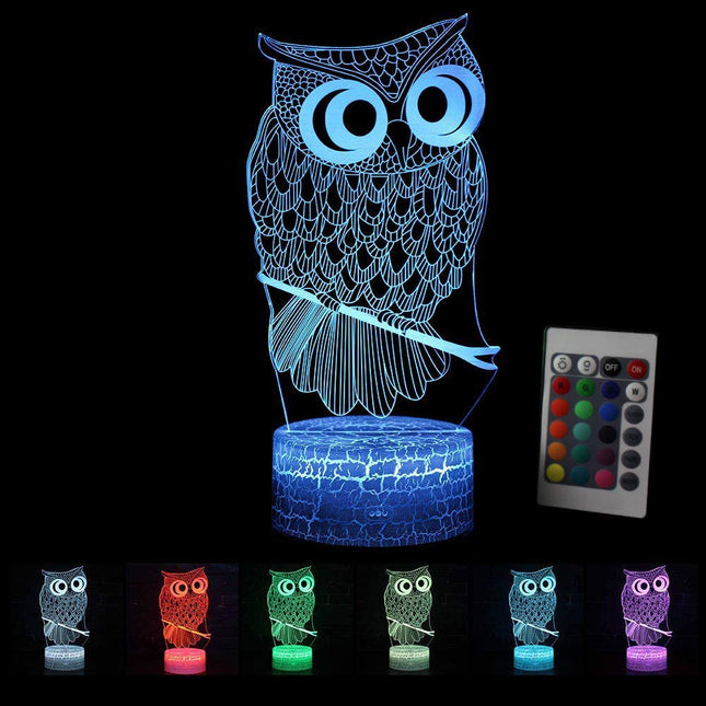 3D illusion natlampe med ugle motiv