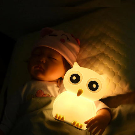 Blød silikone ugle natlampe med touch