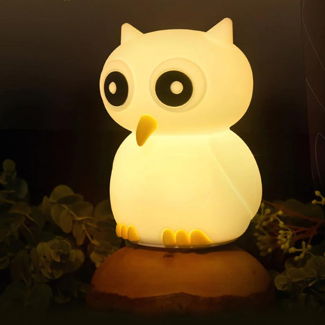 Blød silikone ugle natlampe med touch
