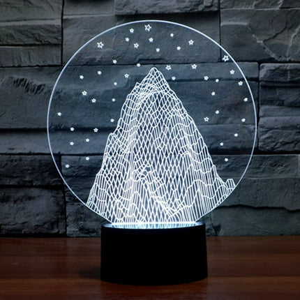 3D natlampe med bjerg og stjerner