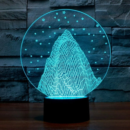 3D natlampe med bjerg og stjerner