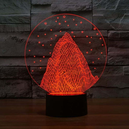 3D natlampe med bjerg og stjerner