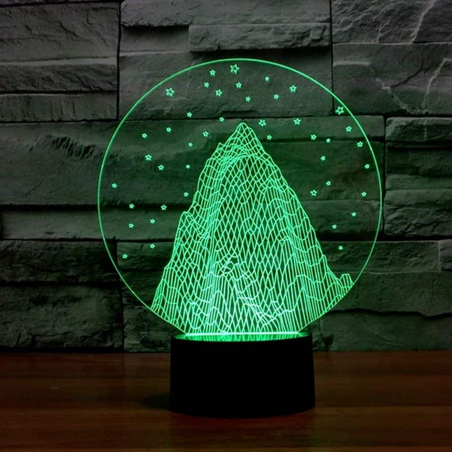 3D natlampe med bjerg og stjerner