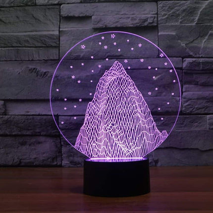 3D natlampe med bjerg og stjerner