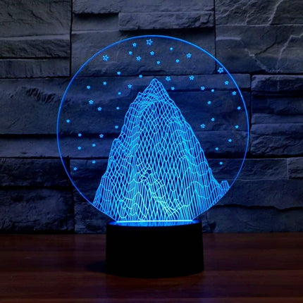 3D natlampe med bjerg og stjerner