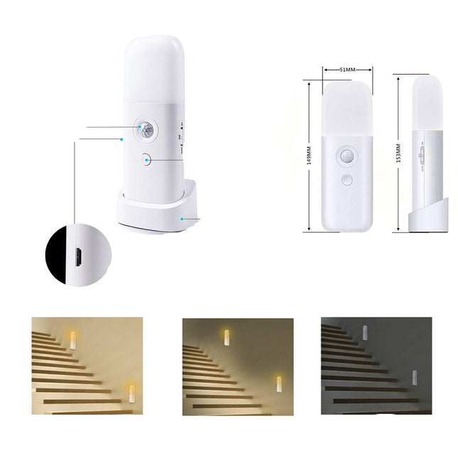 Natlampe med bevægelsessensor til stikkontakt