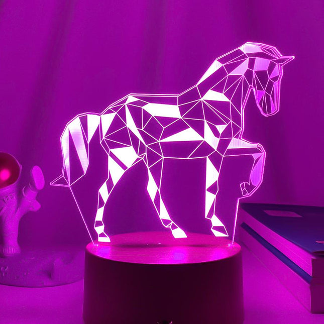 3D LED sengelampe med heste illusion