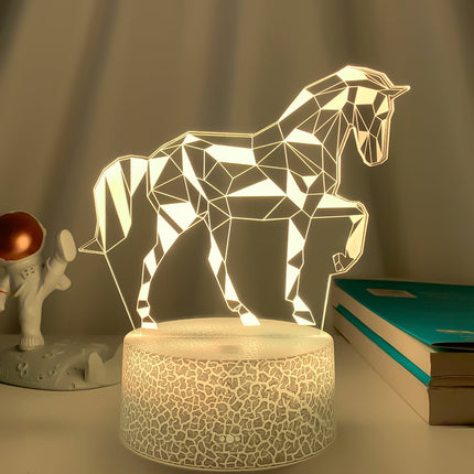 3D LED sengelampe med heste illusion