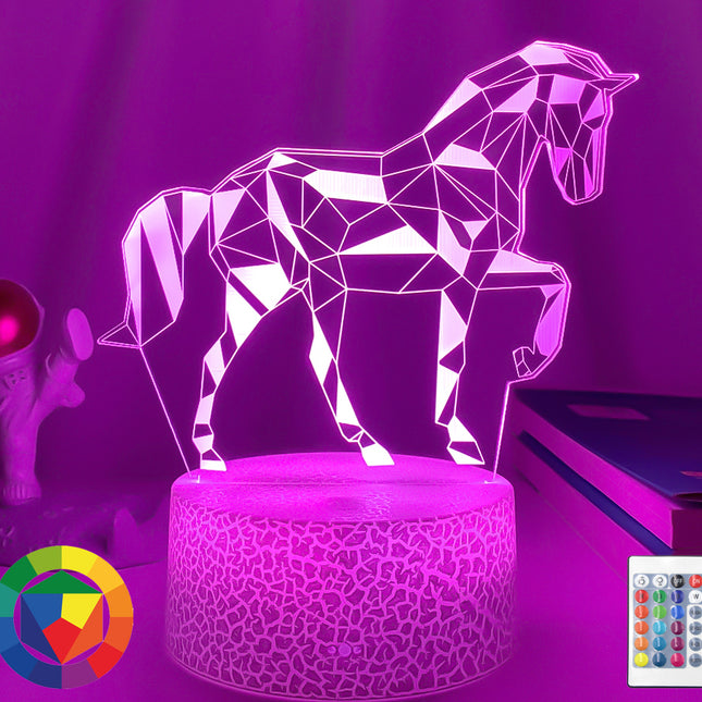 3D LED sengelampe med heste illusion