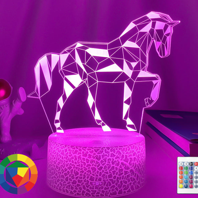 3D LED sengelampe med heste illusion