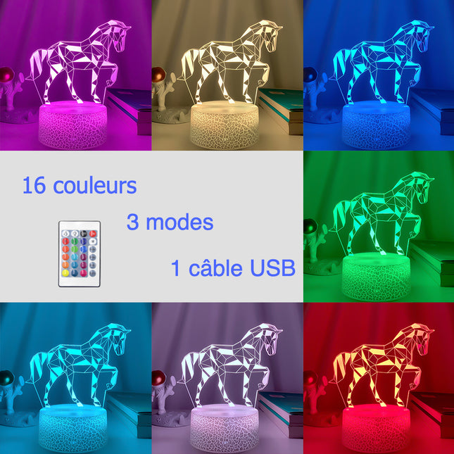 3D LED sengelampe med heste illusion