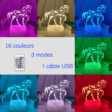 3D LED sengelampe med heste illusion