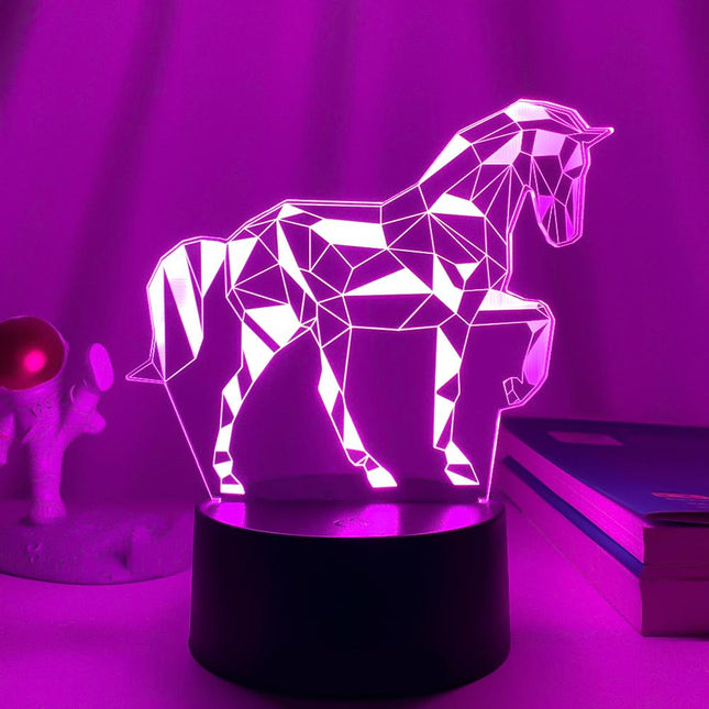 3D LED sengelampe med heste illusion