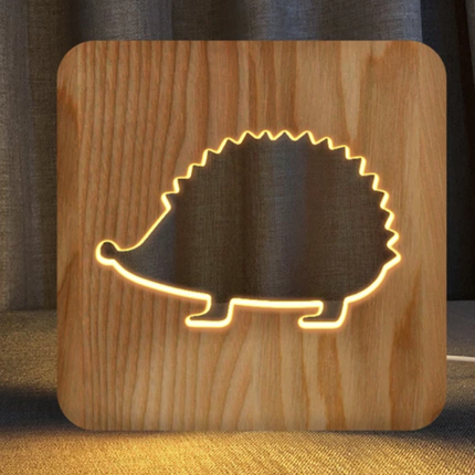 Pindsvin sengelampe i træ design