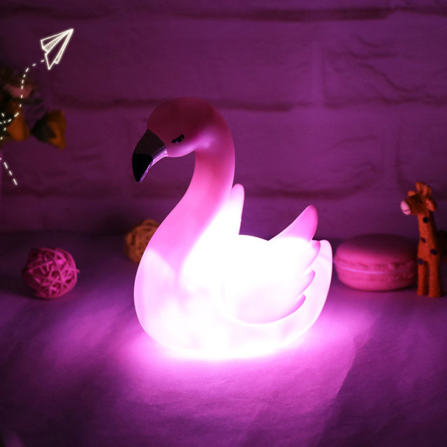 Flamingo natlampe i silikone til børn