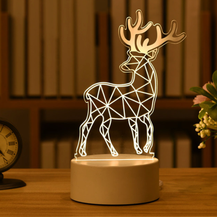 3D illusion lampe med hjortemotiv