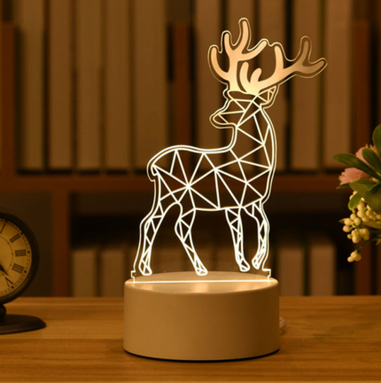3D illusion lampe med hjortemotiv