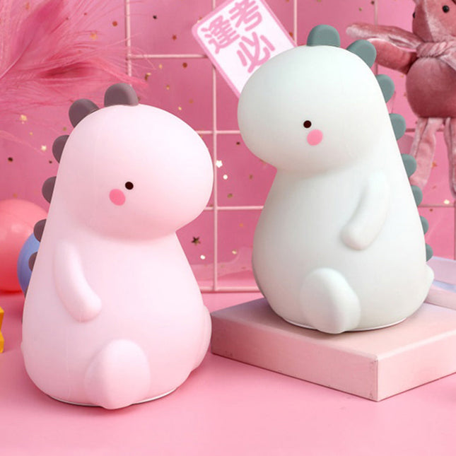 Farverig dinosaur natlampe i silikone