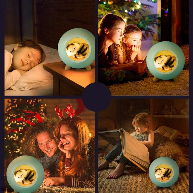 Genopladelig kat natlampe til børn