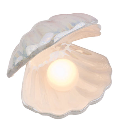 Muslingeskal natlampe med perle lys