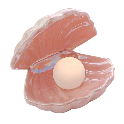 Muslingeskal natlampe med perle lys
