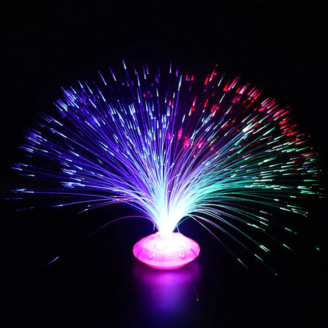 Fiberoptisk lampe med regnbuefarver