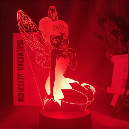 3D natlampe med feen Klokkeblomst
