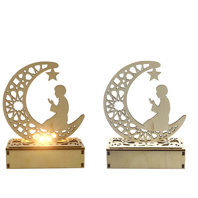 Dekorativ muslimsk månelampe i træ